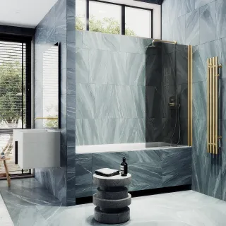 Шторка на ванну MaybahGlass MGV-603-3 40см золото